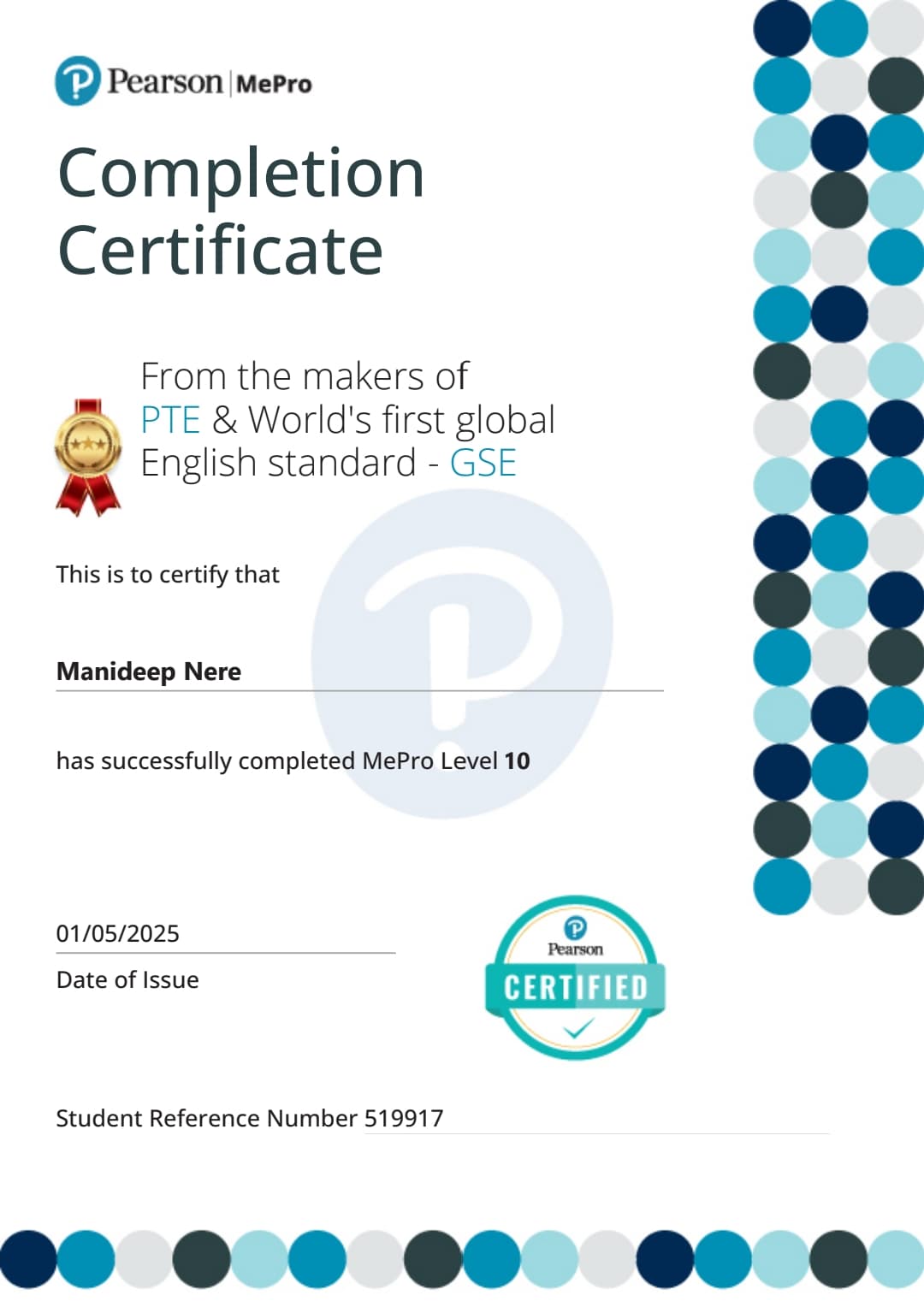 Pearson MePro Level 10 Expert